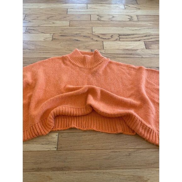 Bishop Young women's orange crochet knit oversized poncho sweater size small - Picture 2 of 8